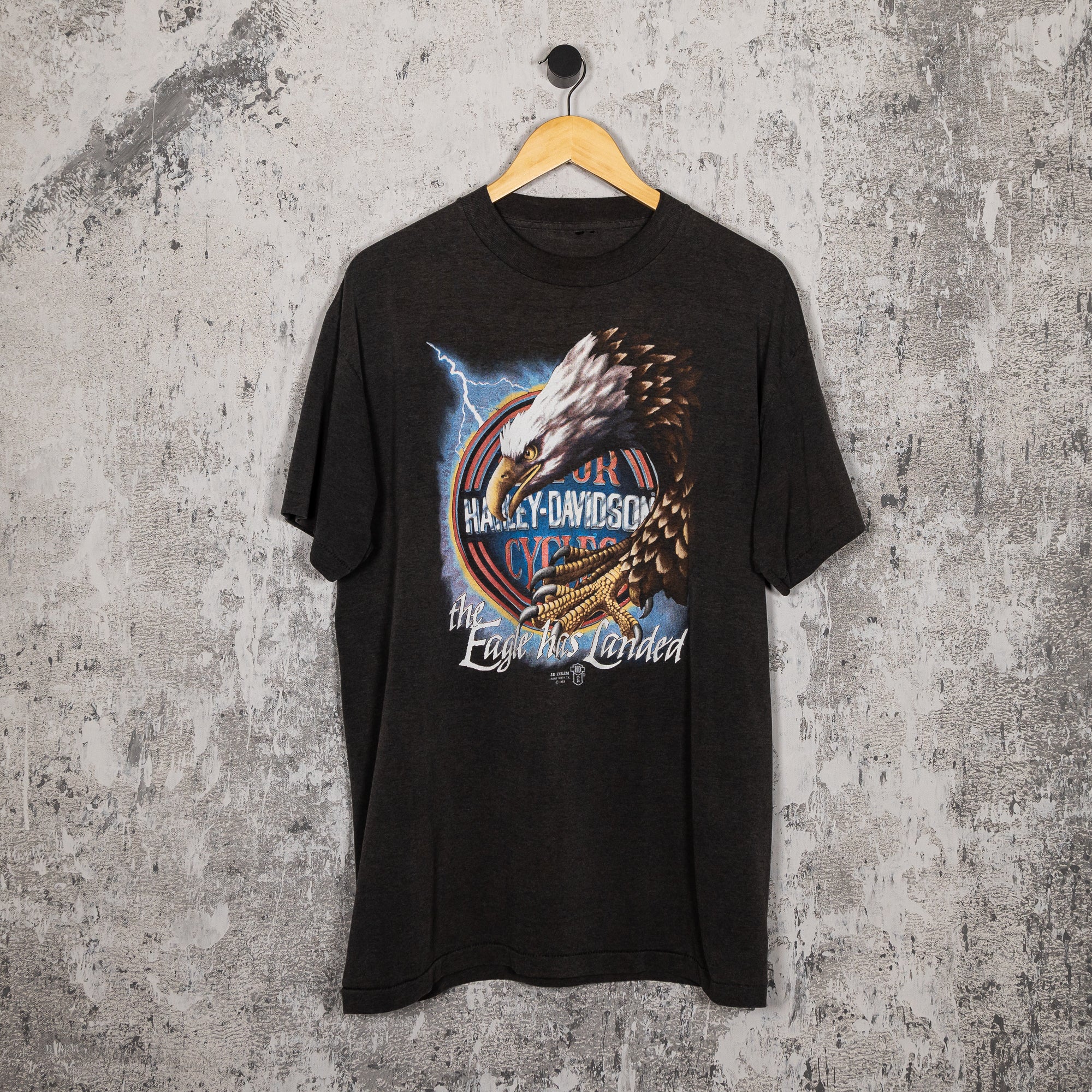 FADEDBLK - Harley Davidson Eagle Landed 1989 - Tee - Harley Davidson Eagle Landed 1989