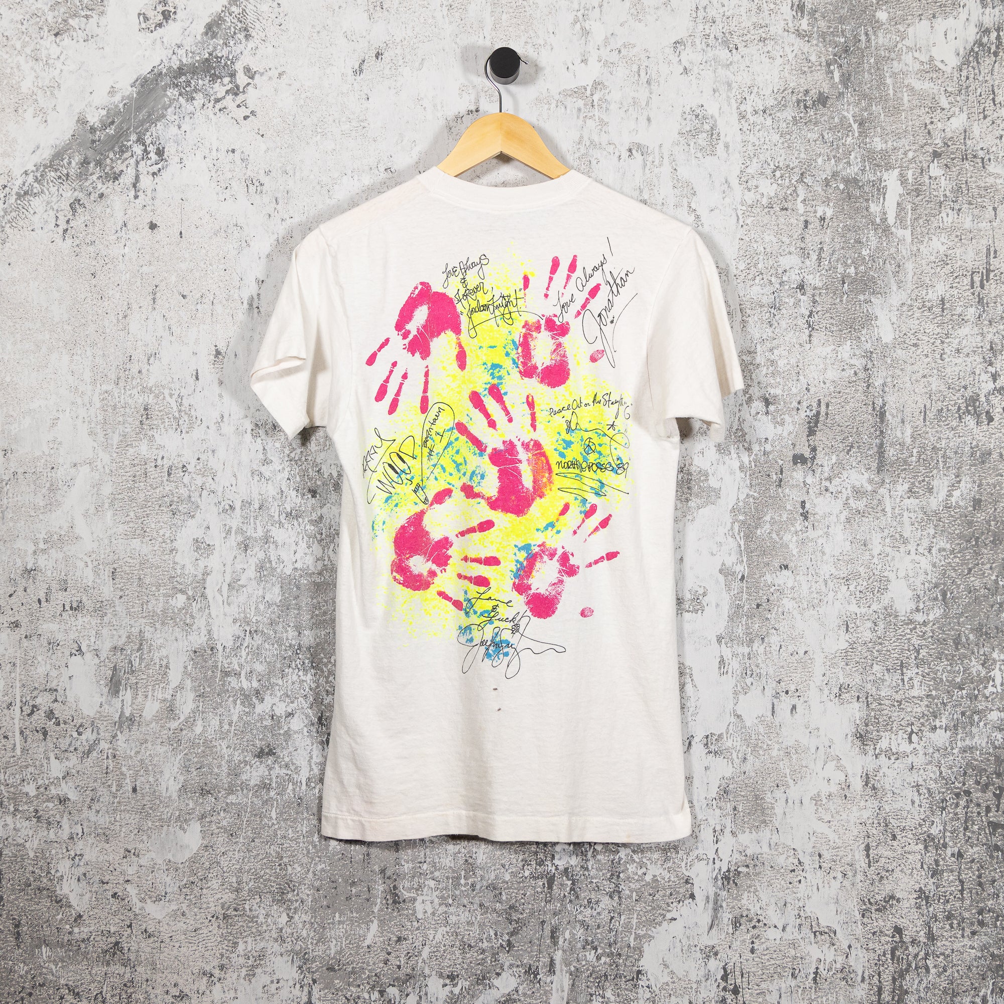 New Kids On The Block Autograph Neon Vintage 80s Tee