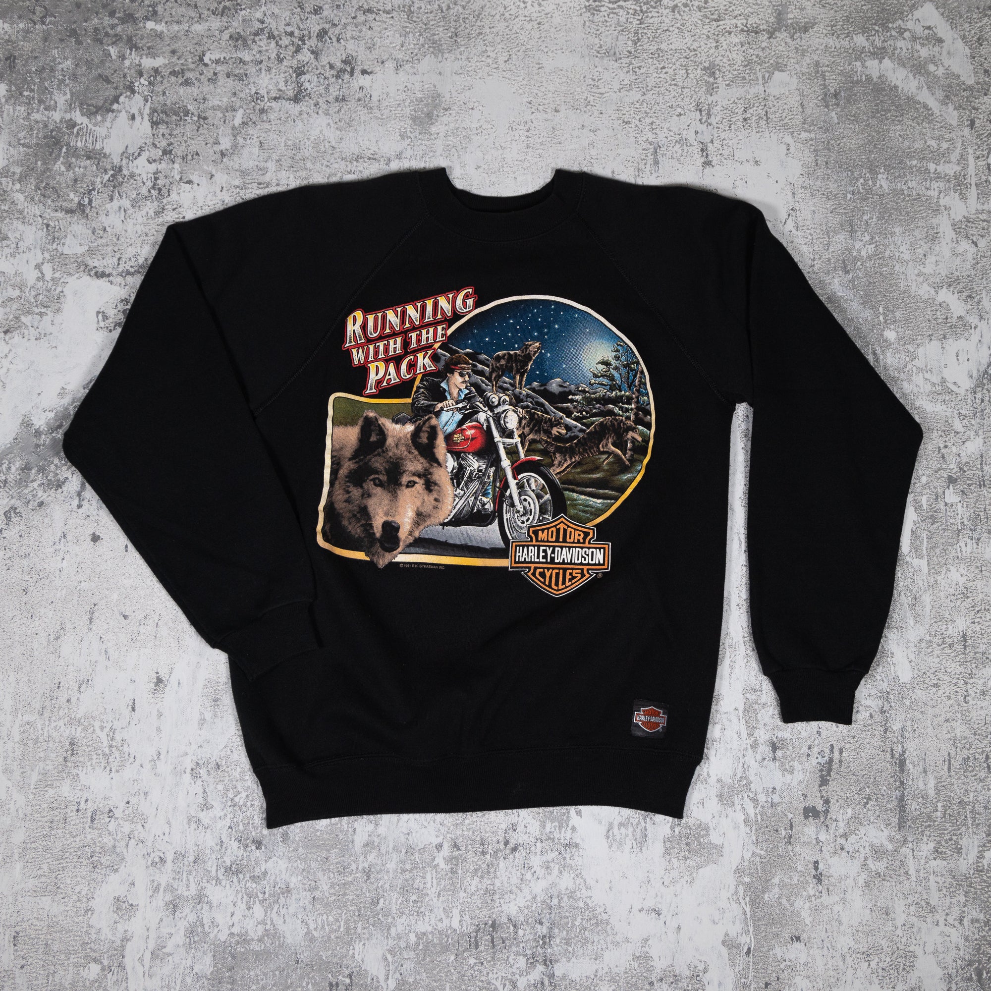 Harley Running With The Pack Vintage 90s Crew Neck