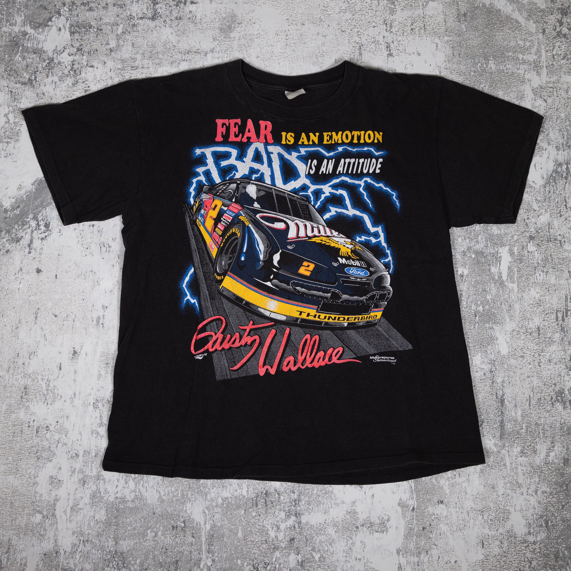 Rusty Wallace Fear Is An Emotion Vintage 90s Tee