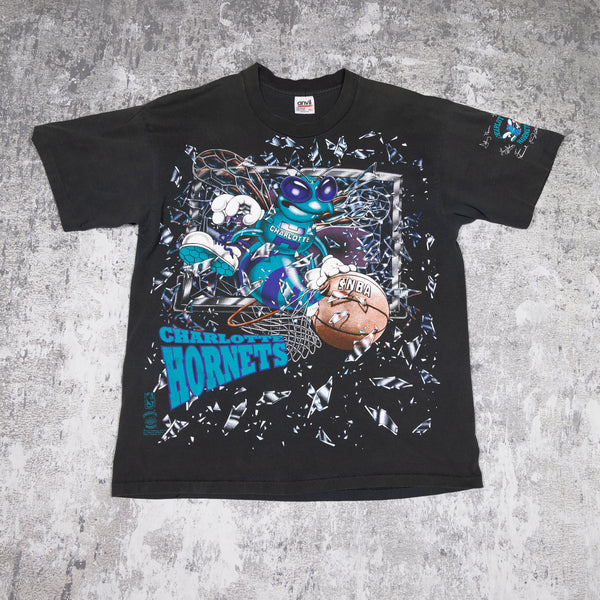 ANVIL / Tシャツ/M/コットン/BLK/NBA/CHARLOTTE HORNETS/90s Charlotte Hornets Shattered Vintage 90s Tee from FADEDBLK